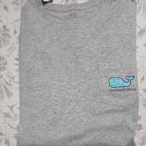 Vineyard Vines Heather Gray Tee with Blue Whale